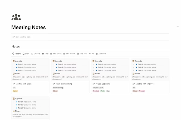 meeting notes template simple